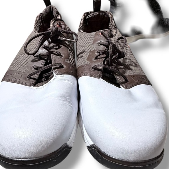 EUC FootJoy FJ Golf Shoes Mens 13 M White Brown Leather Spiked Sport Contour Fit - Picture 11 of 16